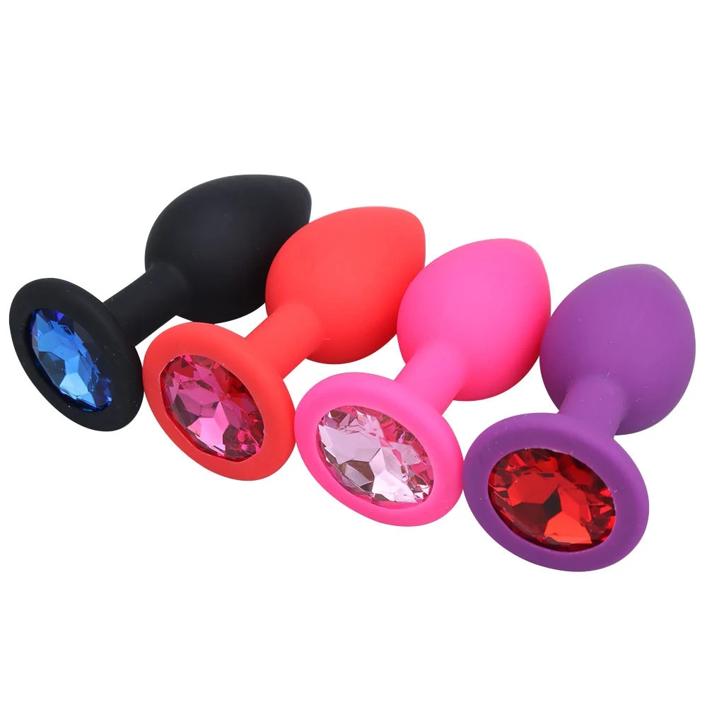 Silicone Gem Butt Plug and Sex Lubricant Black Anal Play Penus Toys for Women Juguetes Sexuales