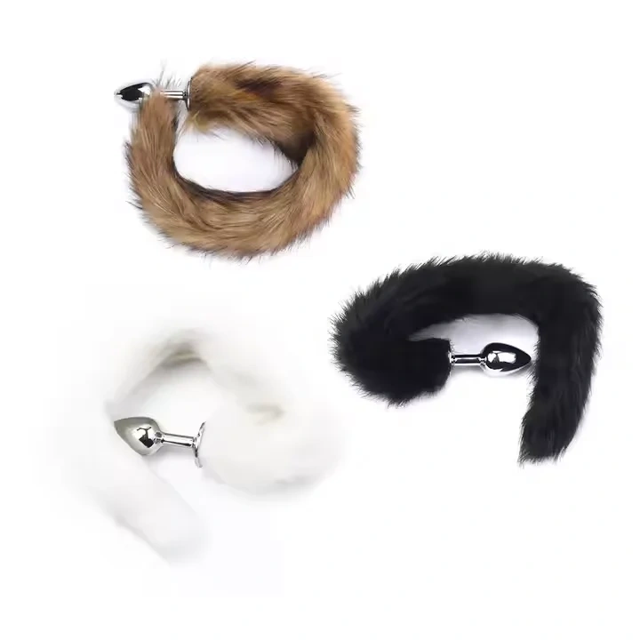 Anal Massager Toys for Women Long Fox Tail with Faux Fur Cosplay Role Play Metal Butt Plug Juguetes Sexuales Anal