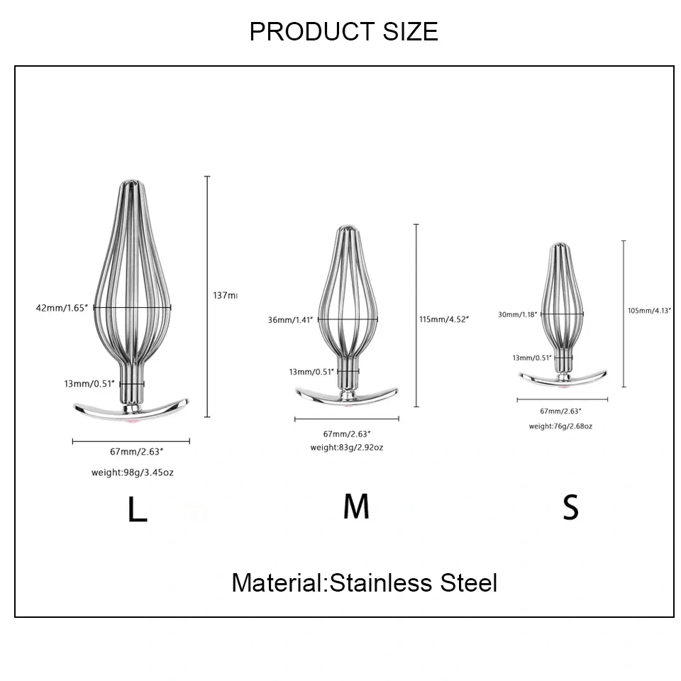 Set of 3 Sizes Stainless Steel Bottom Metal Anal Plug Sex Toys for Adults Fun Butt Plug for Men and Women Adult Fun