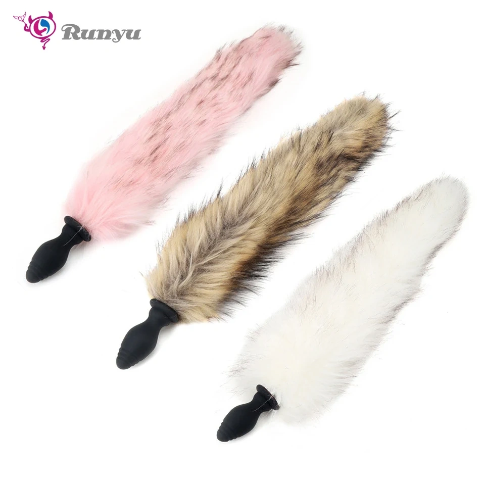 Remote Control Electric Butt Plug with Long Fox Tail Anal Toys for Cosplay Role Sex Toys for Women Made of Silicone