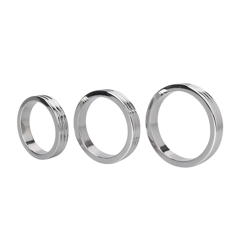 Men's 304 Stainless Steel Ribbed Cock Ring Male Penis Toys for Delay Ejaculation Sex Products for Men