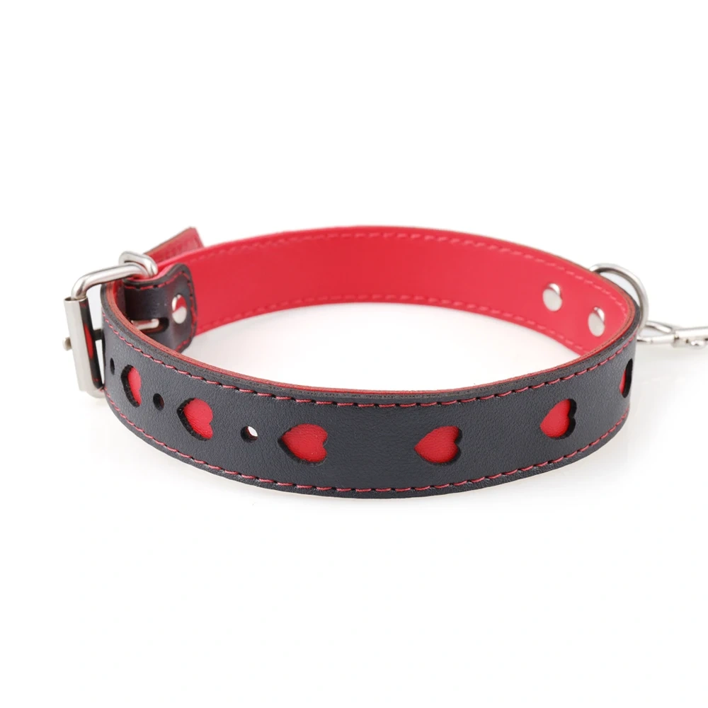 Small Red Heart Collar Bondage Kit with Chain Leash PU Leather Sex Toys for Adults BDSM Juguetes Sexuales Adult Sm Accessories