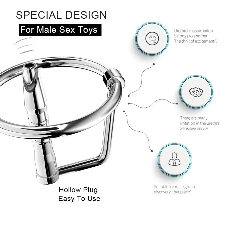 Stainless Steel Urethral Sound Hollow Penis Plug Glans Ring Adult Sex Toys for Men