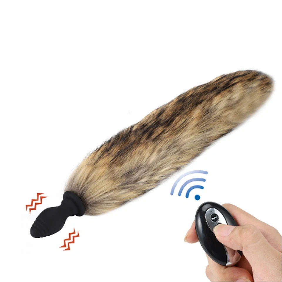 Remote Control Electric Butt Plug with Long Fox Tail Anal Toys for Cosplay Role Sex Toys for Women Made of Silicone