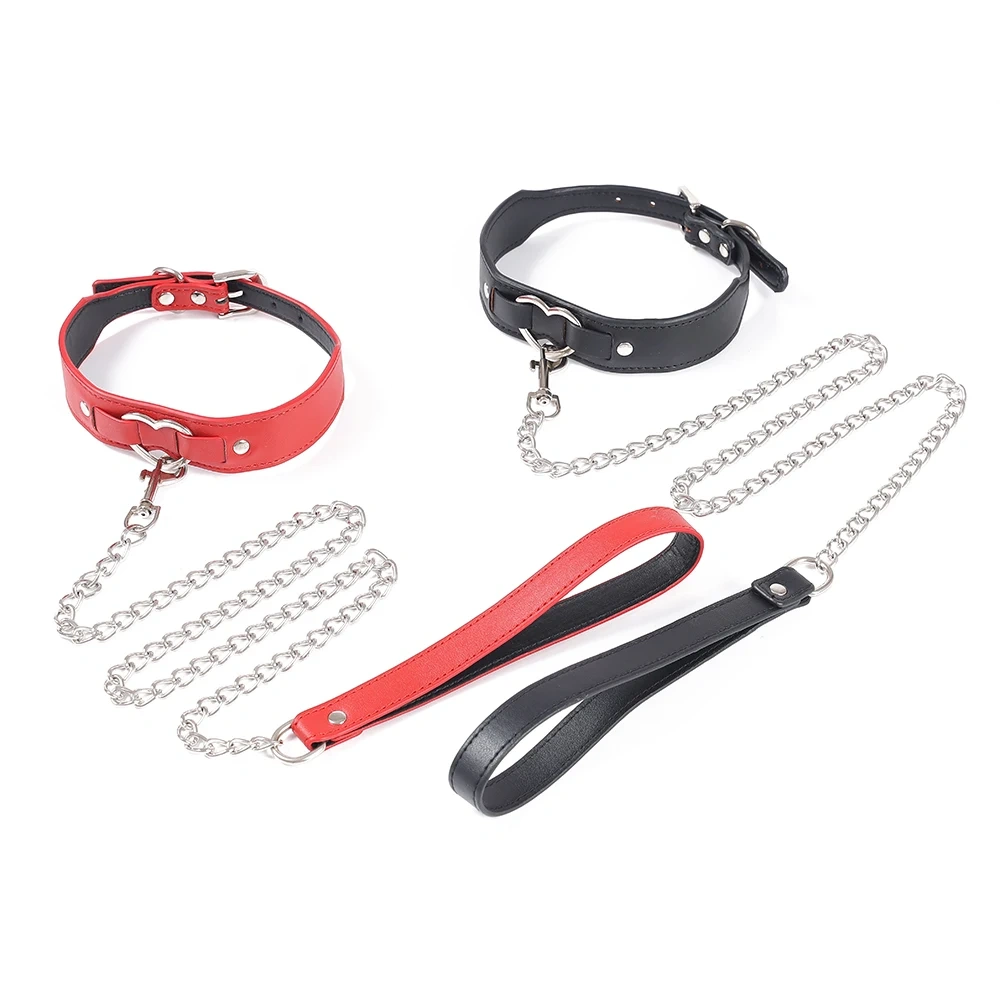 PU Leather Heart Collar Harness Red Black Sex Toys BDSM Bondage Kits for Women Juguetes Sexuales
