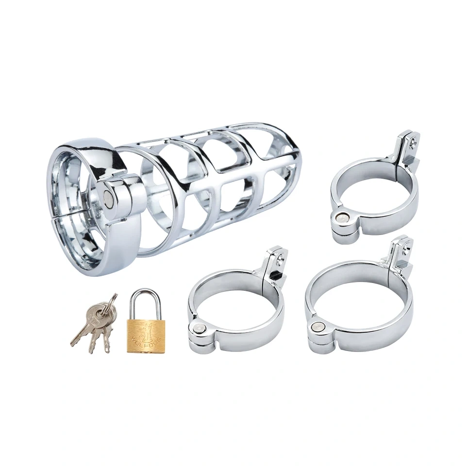 Stainless Steel Hollow Chastity Cage Male Sex Toys Ring Chastity Device BDSM Games Bondage Gear Penis Lock for Men