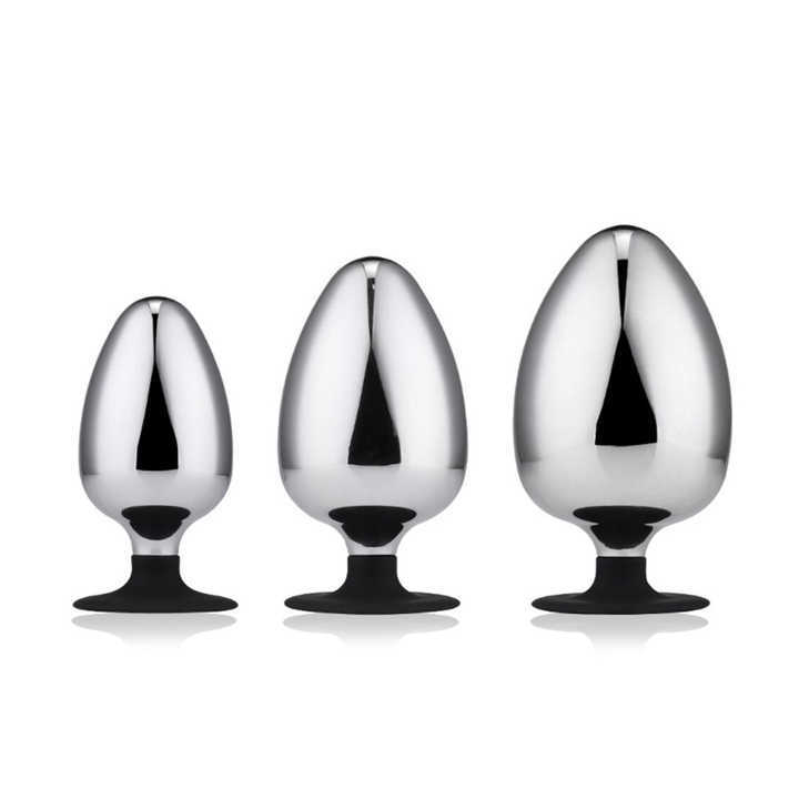 Large Size Aluminium Alloy Butt Plug Huge Silicone Cup Anal Plug Sex Toy for Men and Women Metal Material