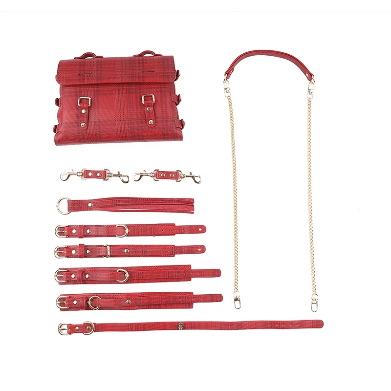 Soft Leather Bondage Gear Set Hand Cuffs and Restraints Sex Toys for Women BDSM SM Products with Convenient Carry Bag