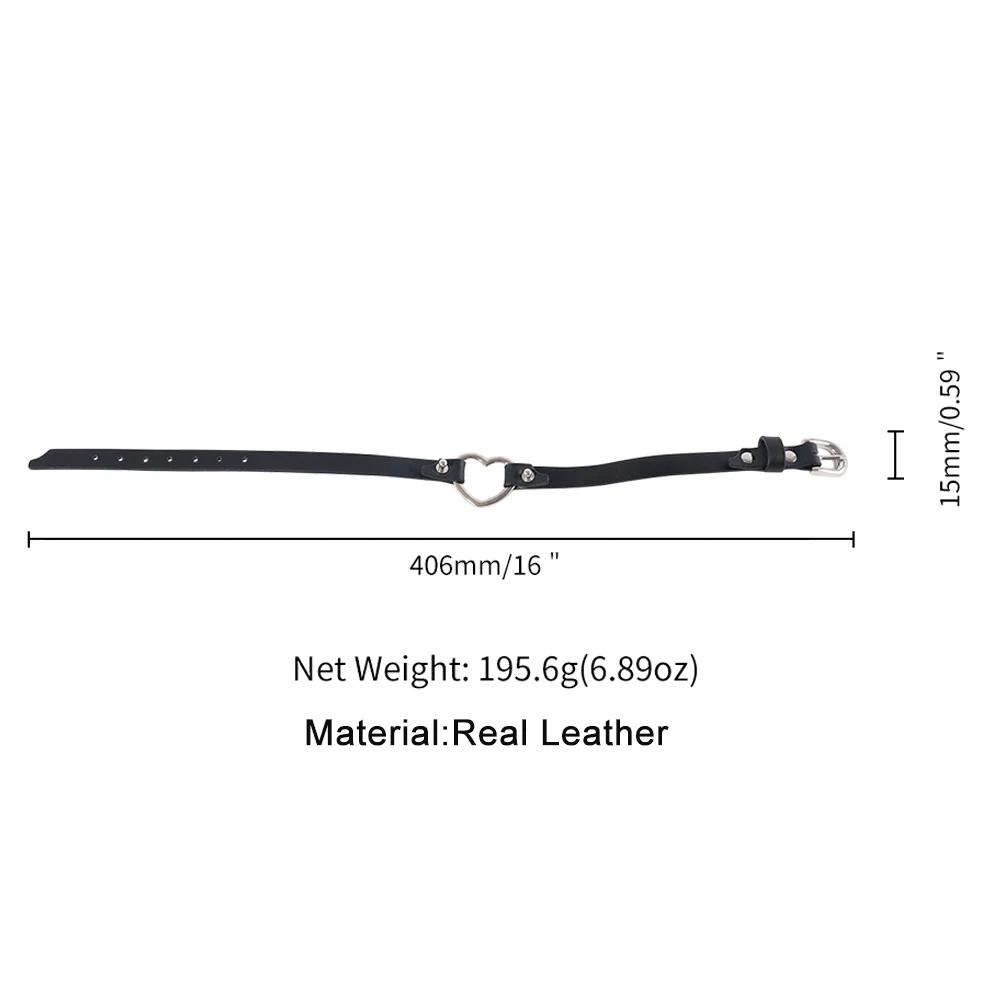 Black Heart-Shape Buckle Collar Real Leather Harness for Women BDSM and SM Sex Toys Juguetes Sexuales
