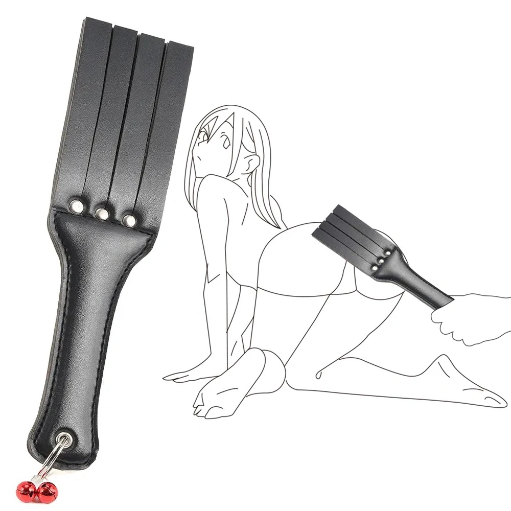 Bondage Gear Pu Leather Paddle With Two Bell Whips Bdsm Bondage Kit Sex Toys for Women Men Juguetes Sexuales