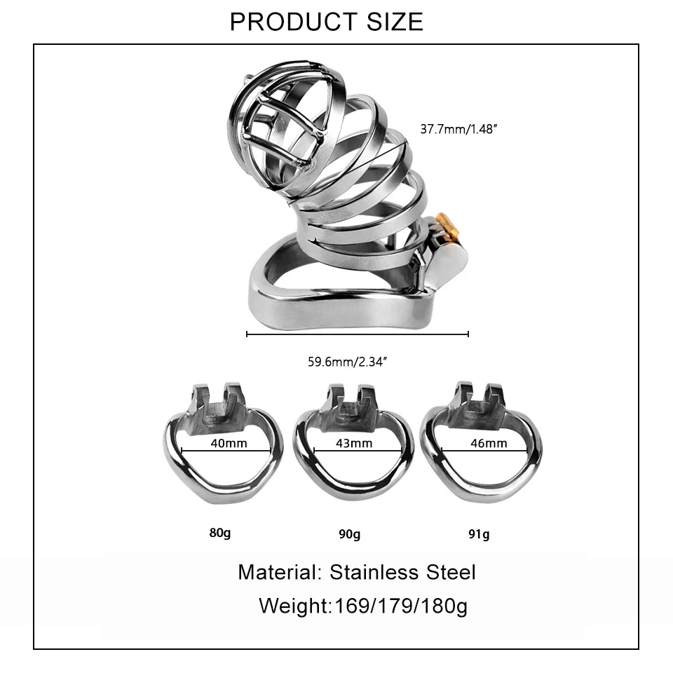 Men's Stainless Steel 5-Ring Chastity Cage BDSM Sex Toys Penis Lock and Metal Chastity Device Juguetes Sexuales