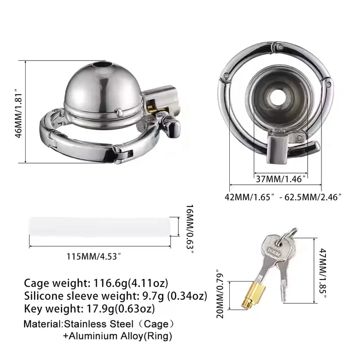 Adjustable Adult Men's Round Cage Chastity Lock BDSM Cock Ring