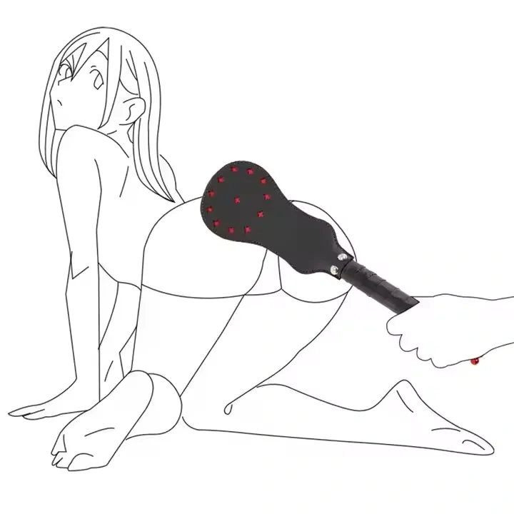 Small Red Star and Black Elliptical Paddle BDSM Kit PU Leather Whips for Spanking Sex Toys for Adults Women and Men