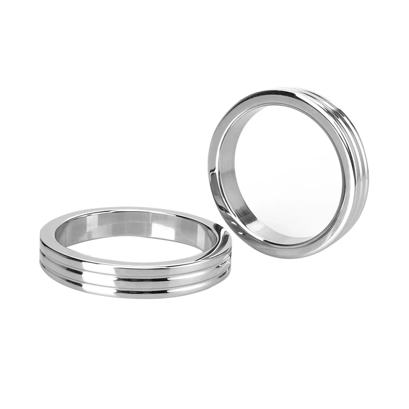 Men's 304 Stainless Steel Ribbed Cock Ring Male Penis Toys for Delay Ejaculation Sex Products for Men