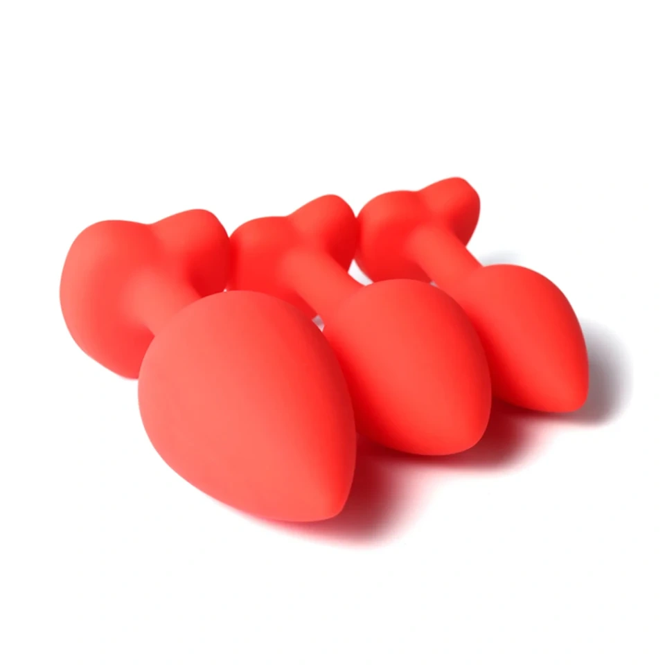 FBA-014 Red Silicone Transparent Jewel Butt Plug S M L Anal Plug Set Amazon Fulfilled Sex Toys for Women