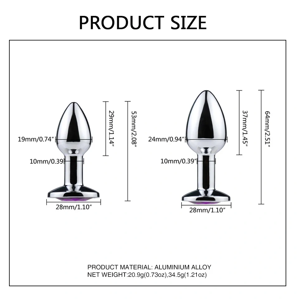 Mini Round Base Anal Plug with Long Handle Stainless Steel Jewel Sex Toys for Women and Men for Beginners