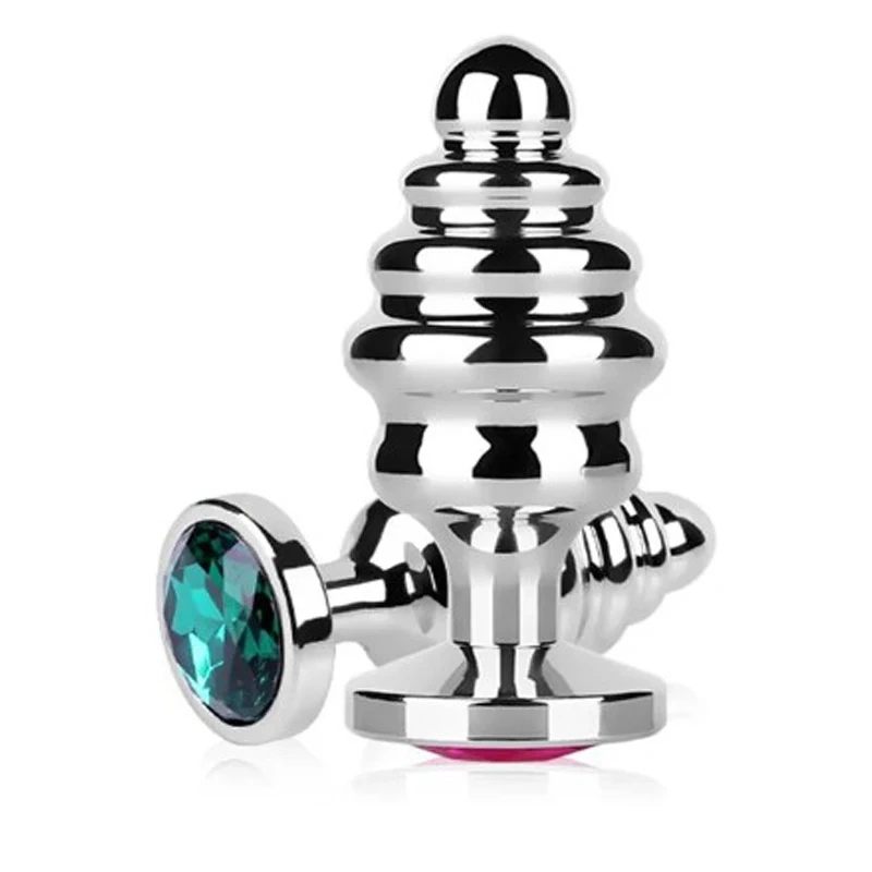 Ribbed Metal Butt Plug Jewelry Anal Sex Toys for Women and Men Fun Sex Games & Toys