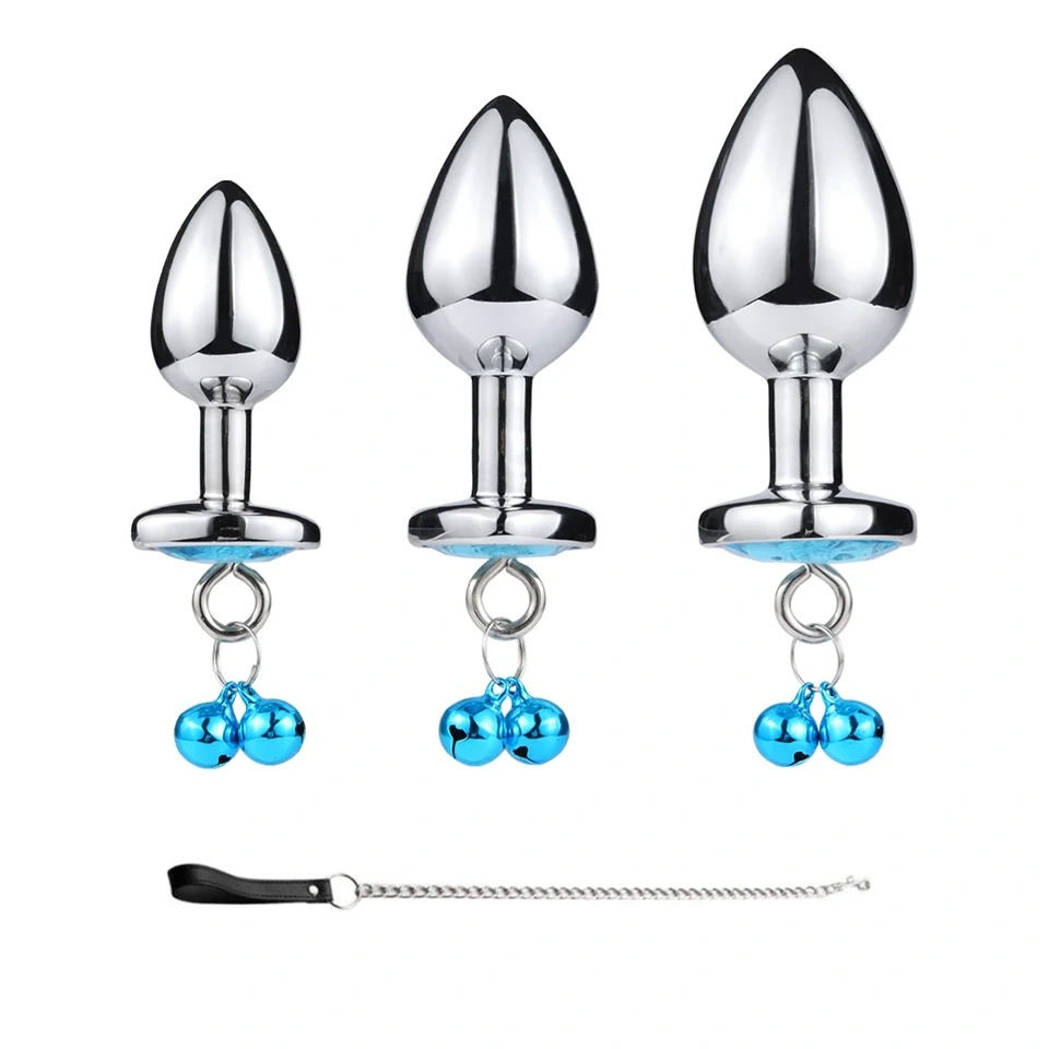 Alloy Heart Base Anal Plug Sex Toys for Women and Men Aluminium 2 Bells Metal Butt Plug with Leash Juguetes Sexuales
