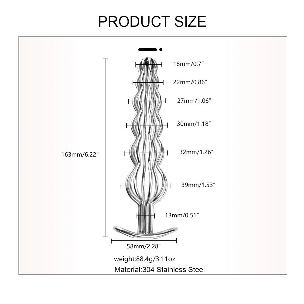 Anal Butt Plug Sex Toy Six Ball Stainless Steel Hollow Design  for Women and Men