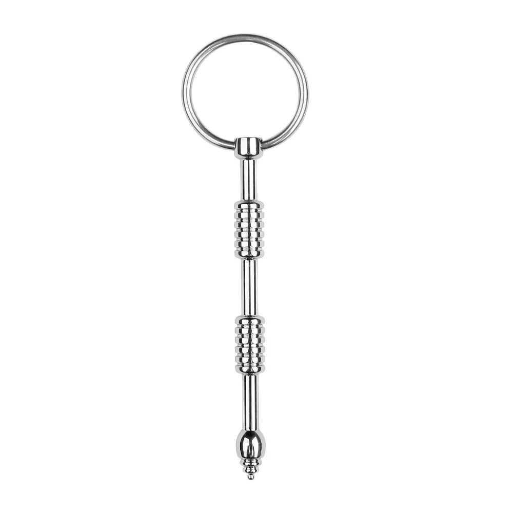 Men's BDSM Bondage Gear Stainless Steel Screw Head Urethral Sounds with Ring Pain-Sounding Kit Penis Toys for Sexual Pleasure