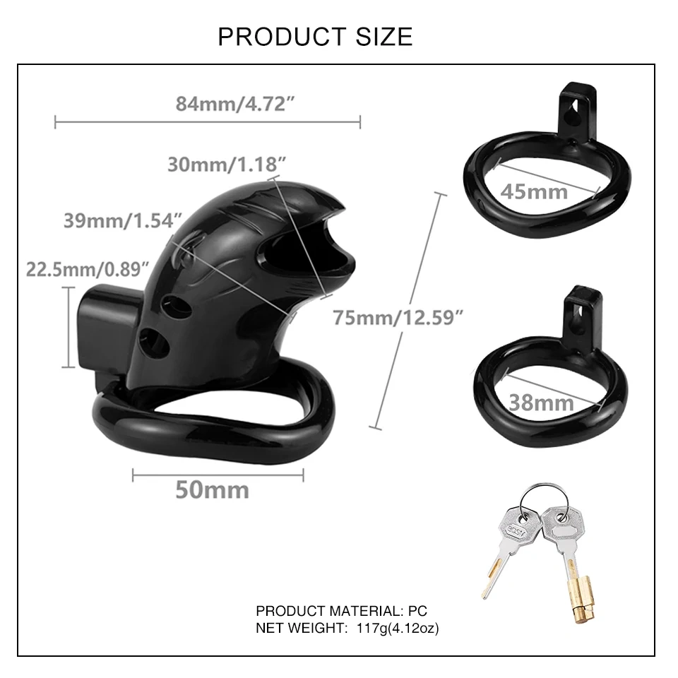 Red PC Plastic Cock Cage 3-Ring Chastity Device Penis Lock for Adult Sex Games and Toys Juguetes Sexuales for Men