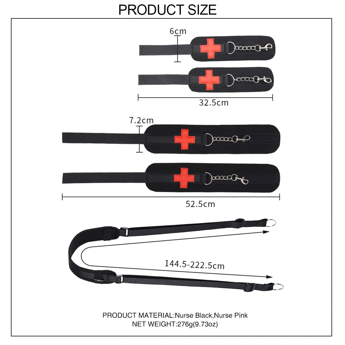 Lovely Nurse Sex Toy for Women Pink Leather Handcuff with Footcuffs Black Bondage Gear BDSM Type Sexy Juguetes Sexuales