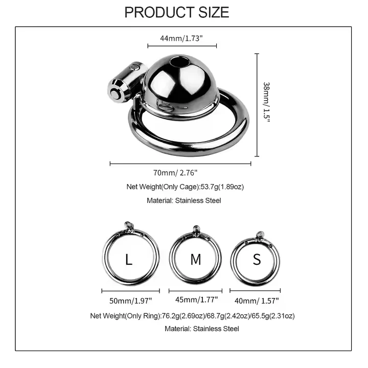 Stainless Steel Male Penis Lock Short Chastity Cage BDSM Bondage Gear Sex Toys for Men