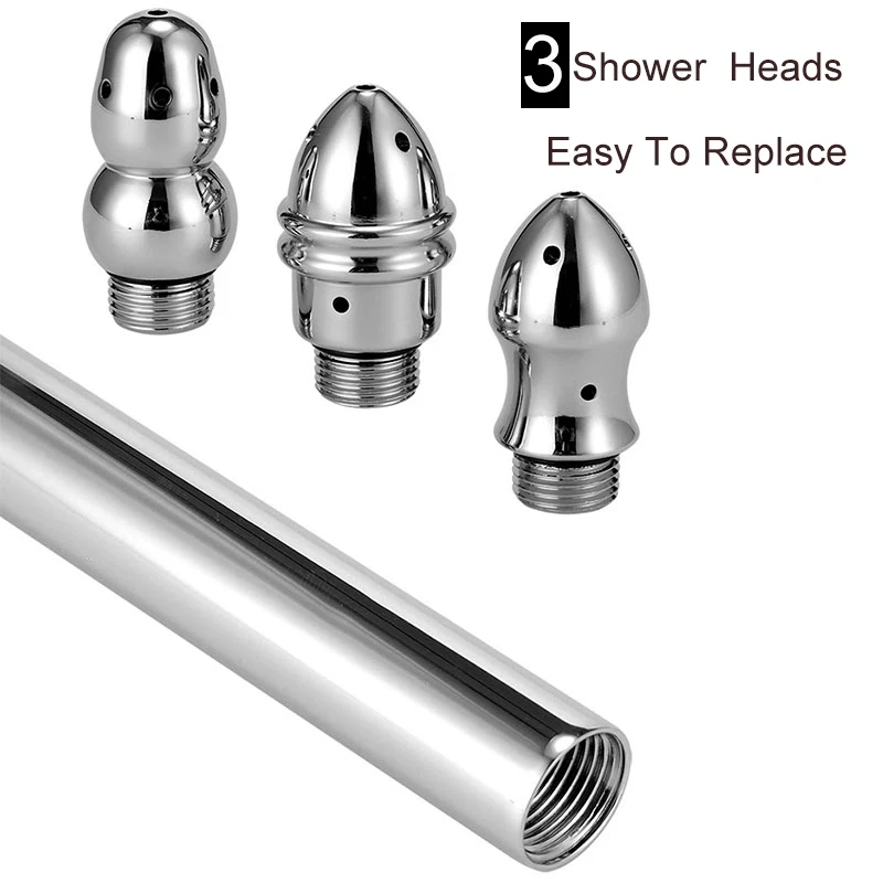 Angled Anal Cleaner Douche Standard Water Pipe Interface Enema Kit 3 Shower Heads Metal Sex Toys Women Men Juguetes Sexuales