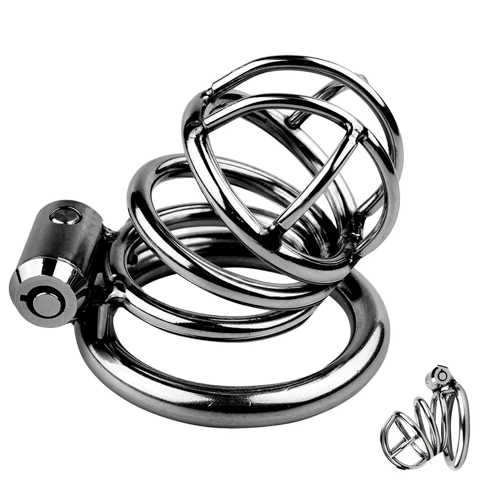 Short Stainless Steel Male Metal Chastity Device Penis Lock BDSM Cock Cage Sex Toys for Men