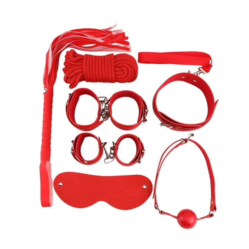 Lichee Pattern Bondage Gear 8 PCS BDSM Restraints Kit Adult Sex Toys for Women Leather Bondage Sets Juguetes Sexuales