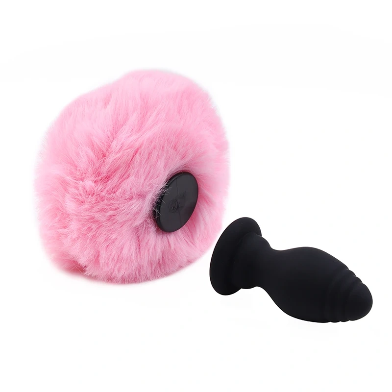 Silicone Butt Plug Anal Sex Toys for Women Electric Remote Control Rabbit Short Tail with Heart-Shape Juguetes Sexuales