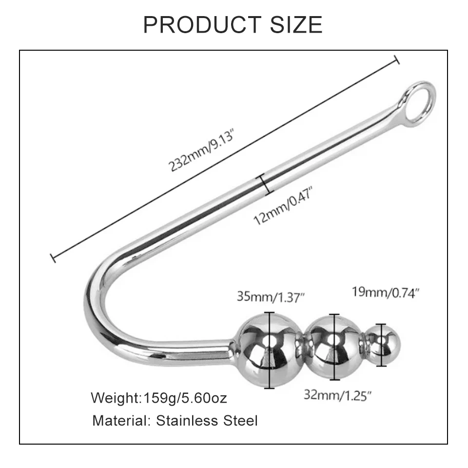 Stainless Steel Anal Toys for Men and Women 3 Balls Anal Hook and Bondage Gear Butt Plug Adult Sex Juguetes Sexuales