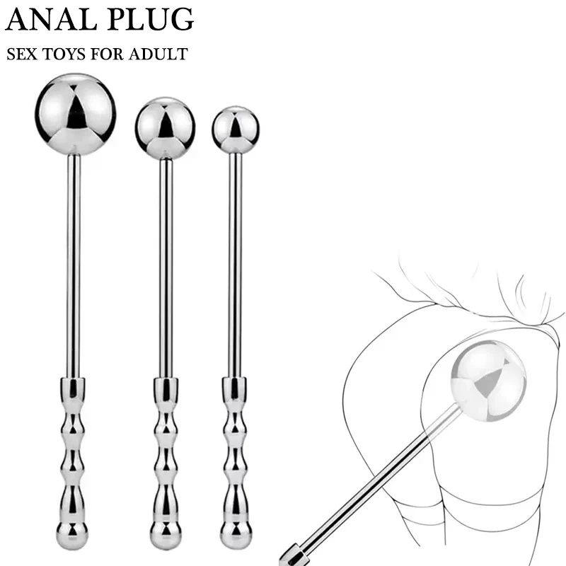 Stainless Steel Anal Plug with Long Handle 3 Ball Size Metal Butt Plug Sex Toys for Men Juguetes Sexuales Anal