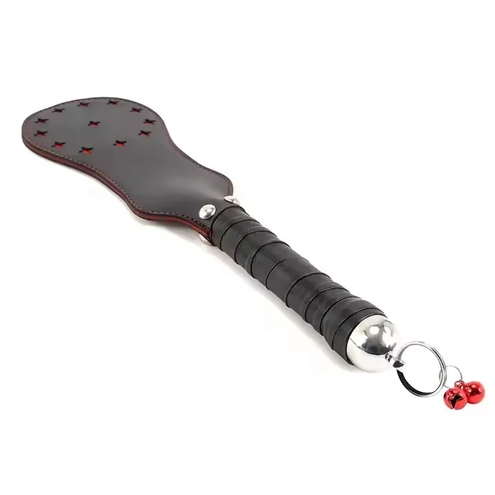 Small Red Star and Black Elliptical Paddle BDSM Kit PU Leather Whips for Spanking Sex Toys for Adults Women and Men