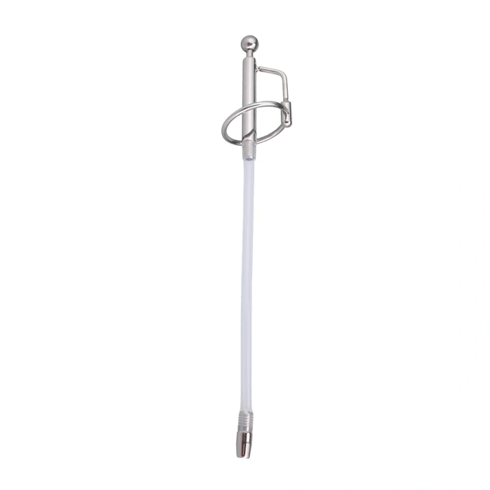 Stainless Steel PE Hollow Penis Plug Urethral Sound Sex Toys with Glans Ring for Men BDSM Type