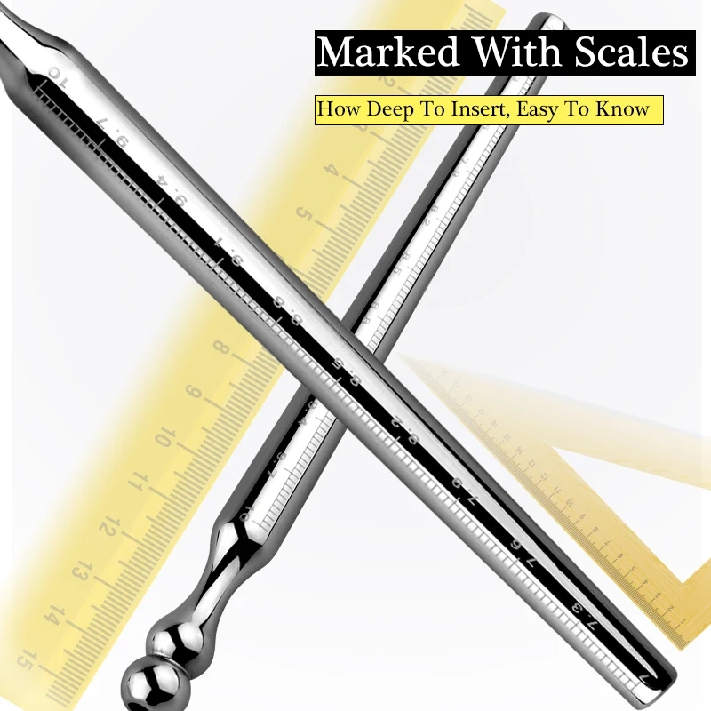 Men's Stainless Steel Penis Plug with Scales Urethral Sounding Bondage Gear BDSM Sex Toys Marked Scales