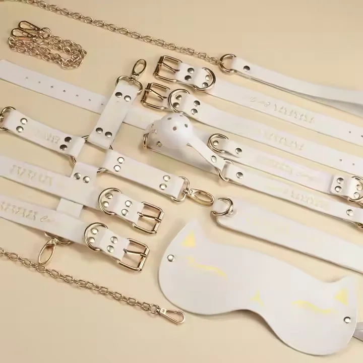 Cat Girl Bondage Gear 8pcs PU Leather BDSM Kit Sex Toys for Women Handcuffs Collar Bondage Set Juguetes Sexuales