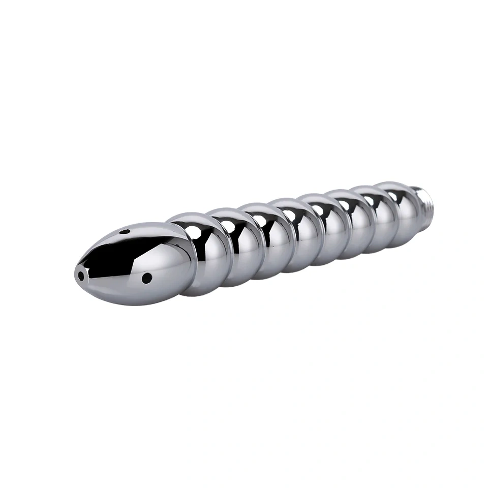 9 Ball Anal Vagina Cleaner Aluminum Alloy Shower Enema Nozzles Hollow Dildo with Aluminium Beads Metal Butt Plug Sexual Toys
