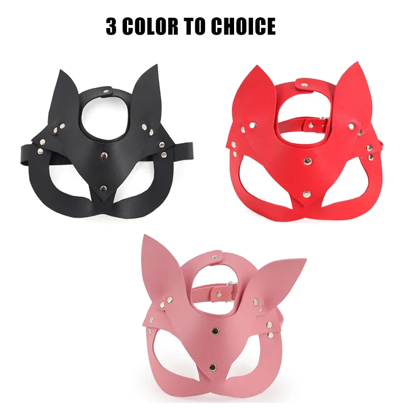 Fox Blindfold Bondage Gear Black Artificial Leather Party Cosplay Sex Harness Kits Adult Juguetes Sexuales for Women and Men