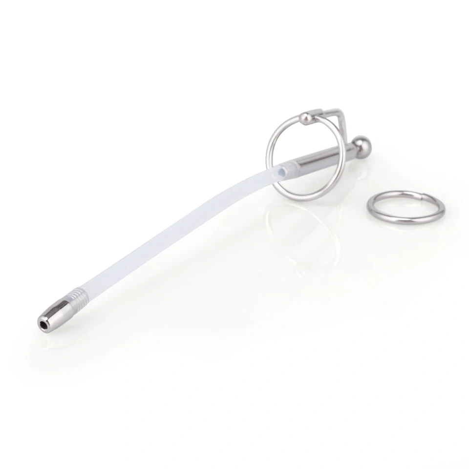 Stainless Steel PE Hollow Penis Plug Urethral Sound Sex Toys with Glans Ring for Men BDSM Type