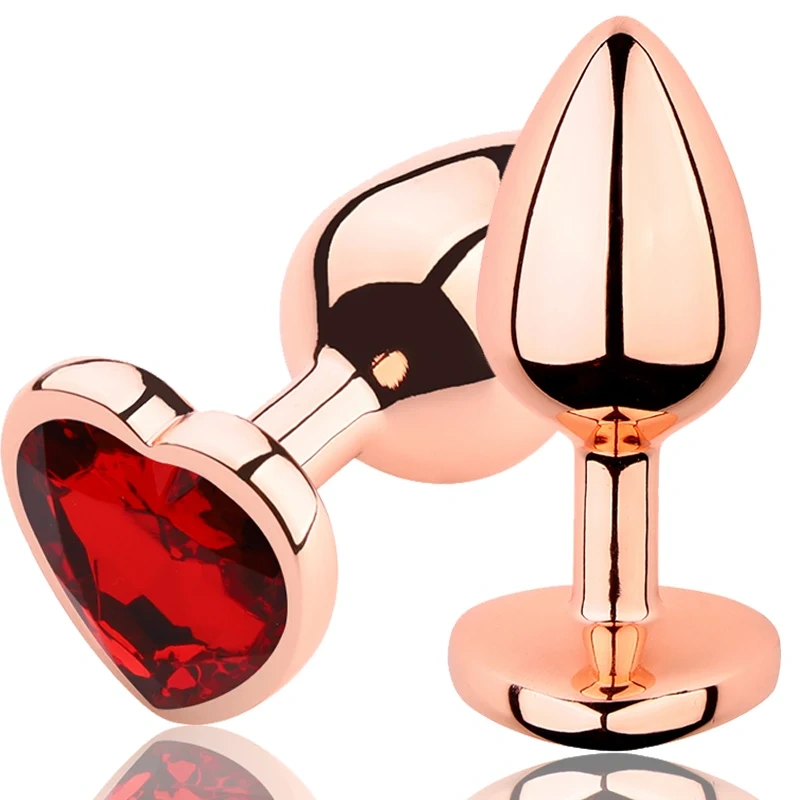 Rose Gold Jewel Butt Plug Anal Sex Toys Heart Base Metal Design for Women and Men Sex Toys for Couples Juguetes Sexuales