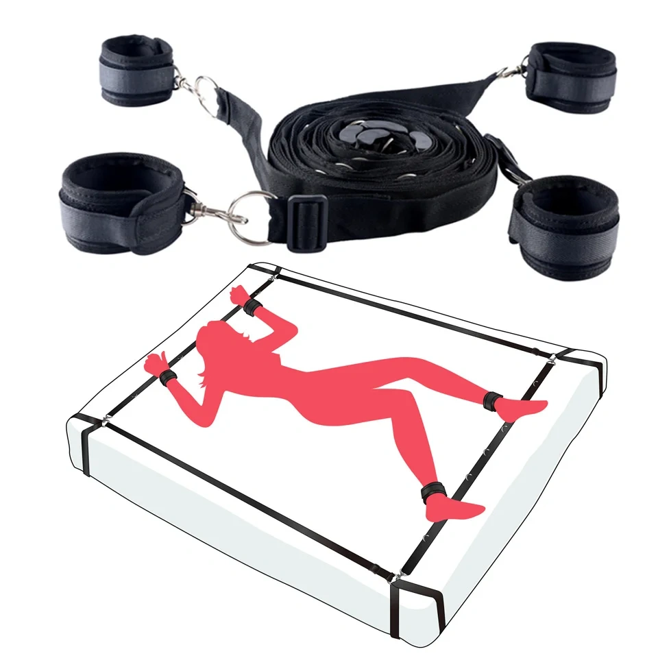 Black Variety Bondage Gear Bed Restraint & Fetish Chastity Belt Adult Sex Toys Kit Juguetes Sexuales Adultos
