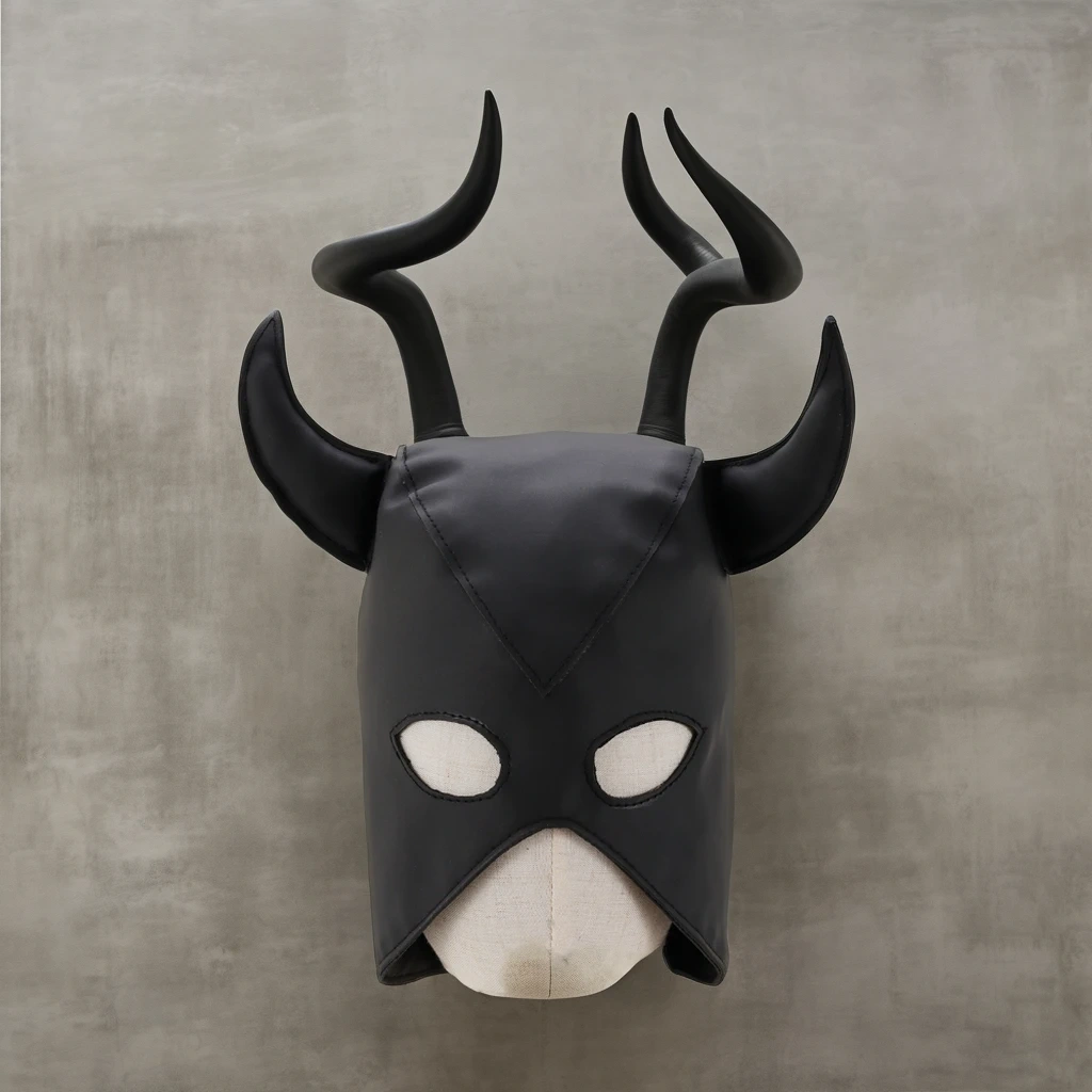 Black Devil Hood Bondage Gear Kit Leather Face Cover for Daredevil Cosplay Sex Toys for Adults BDSM