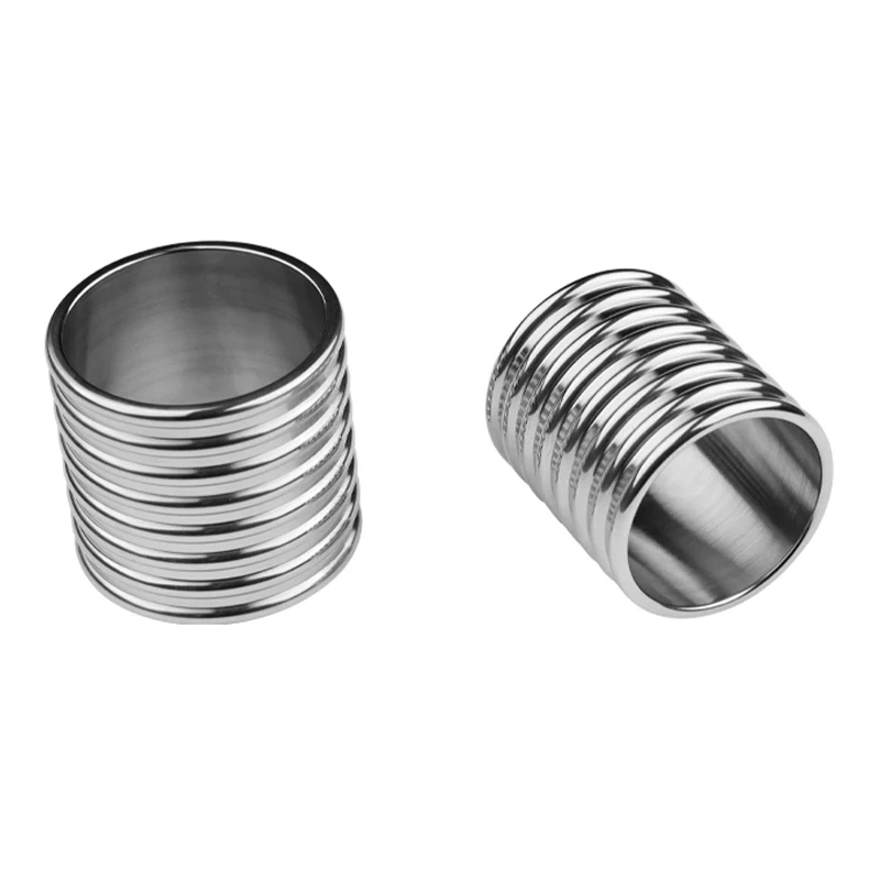 Two Size Cock Ring for Men Rock-Hard Stainless Steel Penis Ring Sex Toys Featuring Delay Ejaculation Function Male Toys