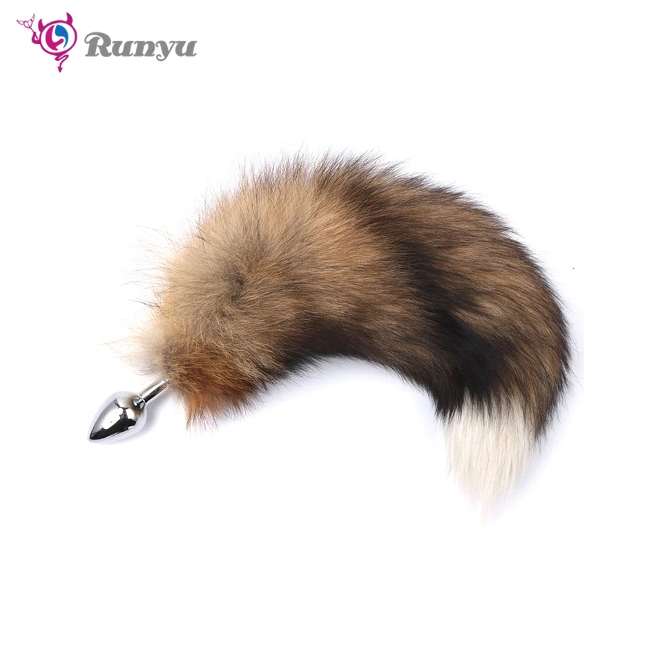 Anal Toy Fur Real with Small Metal Anal Plug Mixed Color Cosplay Sex Toys for Women Juguetes Sexuales De La Buttplug Anal