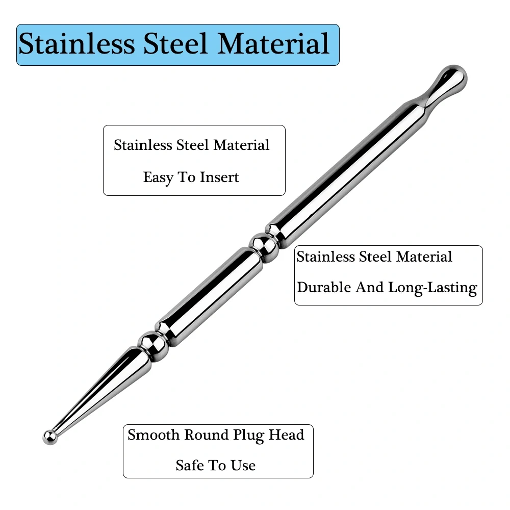 Stainless Steel Double Head Penis Plug Urethral Sounds Bdsm Sex Toys Kit for Men Bondage Gear with Juguetes Sexual