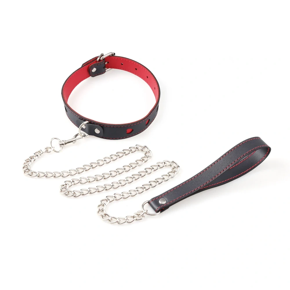 Small Red Heart Collar Bondage Kit with Chain Leash PU Leather Sex Toys for Adults BDSM Juguetes Sexuales Adult Sm Accessories