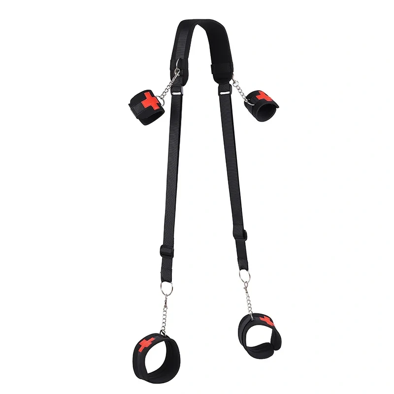Lovely Nurse Sex Toy for Women Pink Leather Handcuff with Footcuffs Black Bondage Gear BDSM Type Sexy Juguetes Sexuales