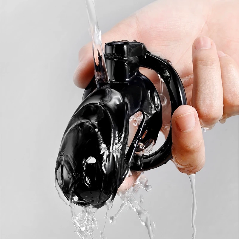 Men's Black Aluminum Alloy Hollow Chastity Cage Bondage Gear Sex Toys for Men