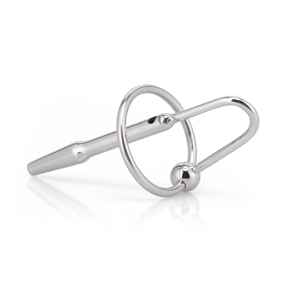 Short Urethral Stainless Steel Penis Plug with Ring BDSM Sex Toys Pain Sounding Kit Bondage Gear for Men